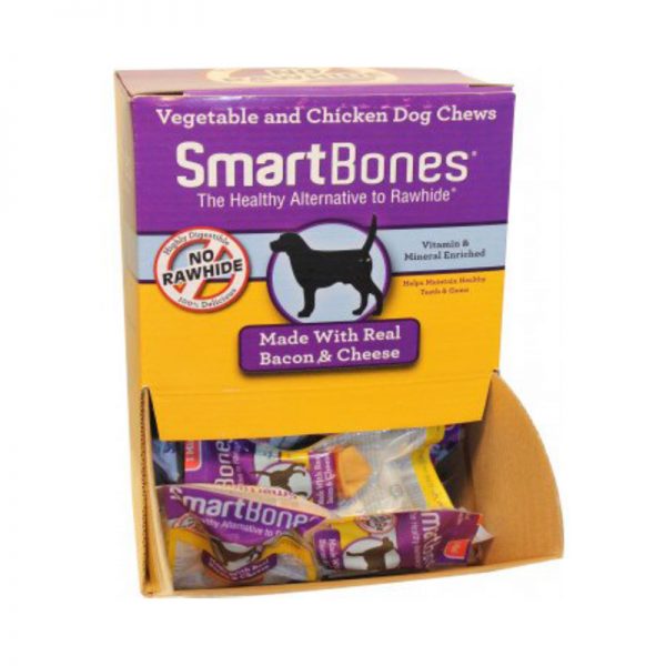 SMB-2998 Bacon and Cheese Classic Bone Chews Display - Mini (30 pieces - SmartBones - Noble Advance Pets