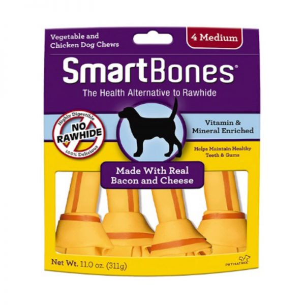 SMB-2994 Bacon and Cheese Classic Bone Chews - Medium (4 pieces) - SmartBones - Noble Advance Pets