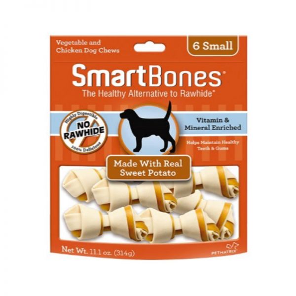 SMB-2003 Sweet Potato Classic Bone Chews - Small (6 pieces) - SmartBones - Noble Advance Pets