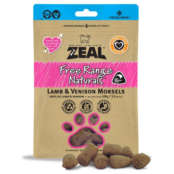 ZLCFDLV100 Lamb & Venison Morsels - Cat & Dog Freeze-Dried Pouches - Zeal - Stellar Pets