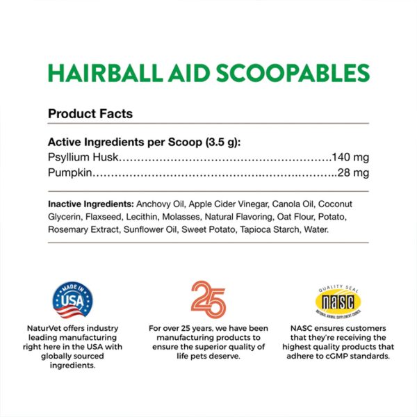 NV-CAT-SCOOP-HA NaturVet Scoopables Cat Hairball Aid Daily Support [Wt 5.5 oz ]