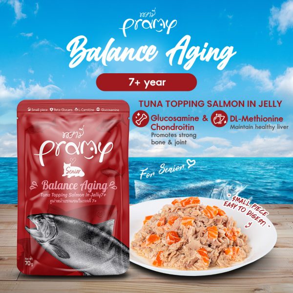 Pramy Balance Aging Tuna Topping Salmon in Jelly for Senior Cat (70g)