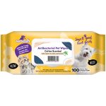 WS-ABWIPES-COT Woosh Antibacterial Pet Wipes Cotton Scented 100 sheets