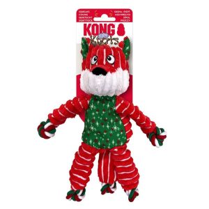 K024D187 KONG Holiday Floppy Knots Fox (S)