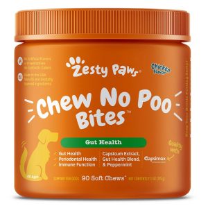 Zesty Paws Chew No Poo Bites Gut Health Supplements for Dogs (Chicken Flavour)
