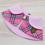Blush Pink Collar with Black White Scottish Tartan