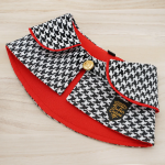 Black & White Houndstooth Cape with Red Trimming