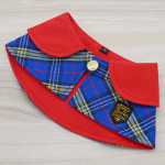 Red Collar with Blue Scottish Tartan