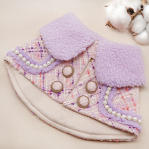 AMIRA ~ Violet Tweed Jacket Faux Fur Collar with Side Pockets