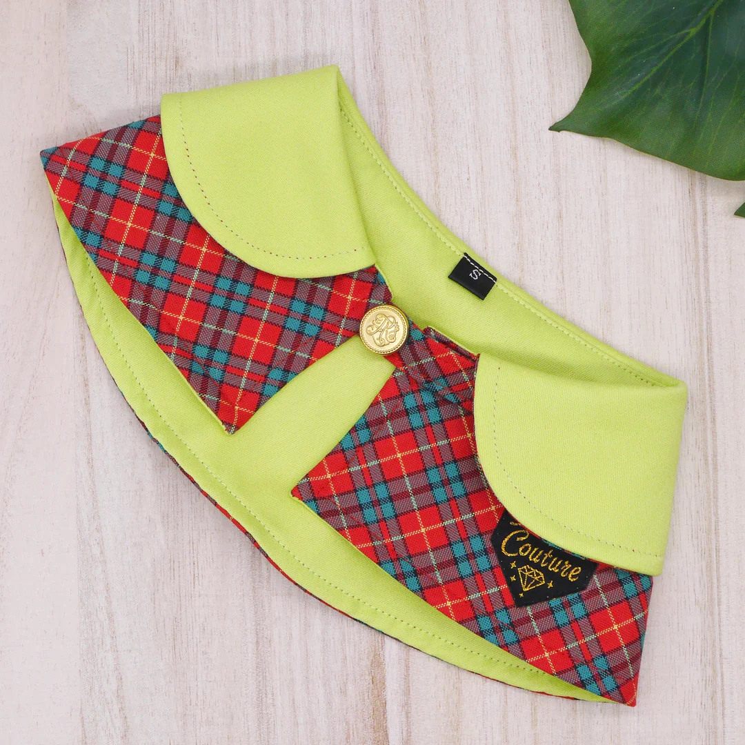 Limegreen Collar with Red Tartan