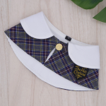 White Collar Charcoal Grey Tartan