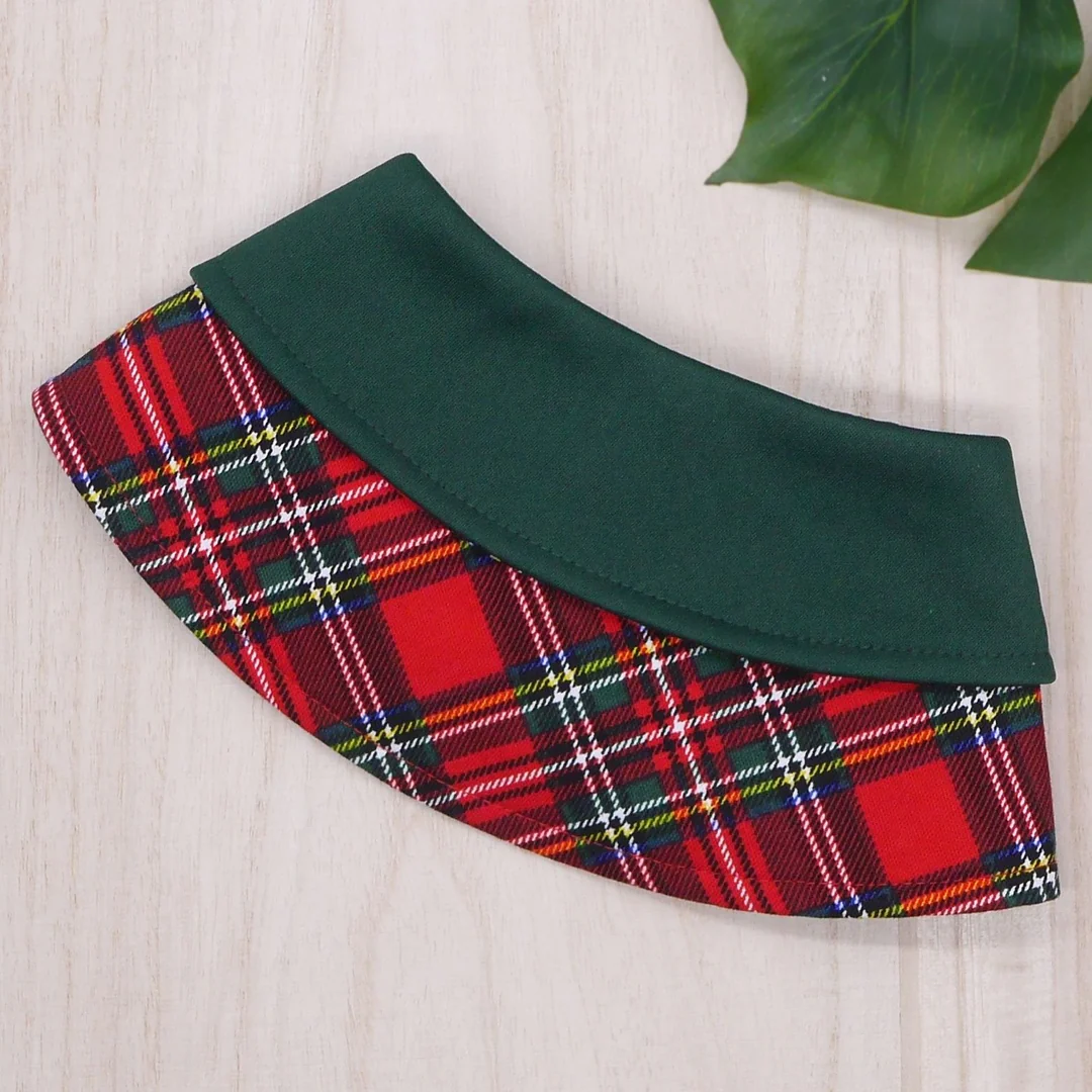 Forest Green Collar with Royal Tartan Print