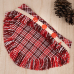 Frayed Edge Bandana - Red Maroon Checks with Cream Rim Frays