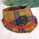 Frayed Edge Bandana - Brown Tartan Checks with Red Rim Frays