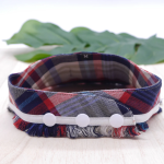 Frayed Edge Bandana - Indigo Red Checks with White Rim Frays