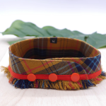 Frayed Edge Bandana - Brown Tartan Checks with Red Rim Frays
