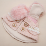 HARPER ~ Baby Peach Tweed Sequin Jacket with Faux Fur Collar