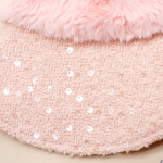 HARPER ~ Baby Peach Tweed Sequin Jacket with Faux Fur Collar