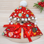 Red Wonderland Hoodie with White Pom Pom