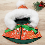 Red Holiday Greetings Print with White Faux Fur Trimmings