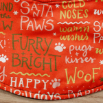 Red Holiday Greetings Print with White Faux Fur Trimmings