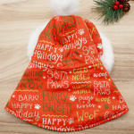 Red Holiday Greetings Print with White Faux Fur Trimmings