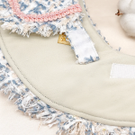 MARGUERITE ~ Fray edge Blue Tweed Jacket with Baby Pink Trimmings