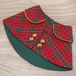Red Black Tartan Cape with Gold Trimming Collar