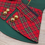 Red Black Tartan Cape with Gold Trimming Collar