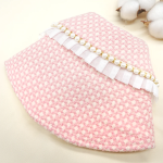 ROSETTE ~ Baby Pink Checkered Tweed with Lace Pearls Trim Collar