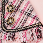 SAVANNAH ~ Black Pink Tartan Fray Edge Tweed Jacket