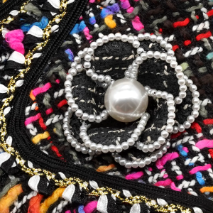 STELLA PEREZ ~ Black Mutli-color Fray Edge Tweed Jacket