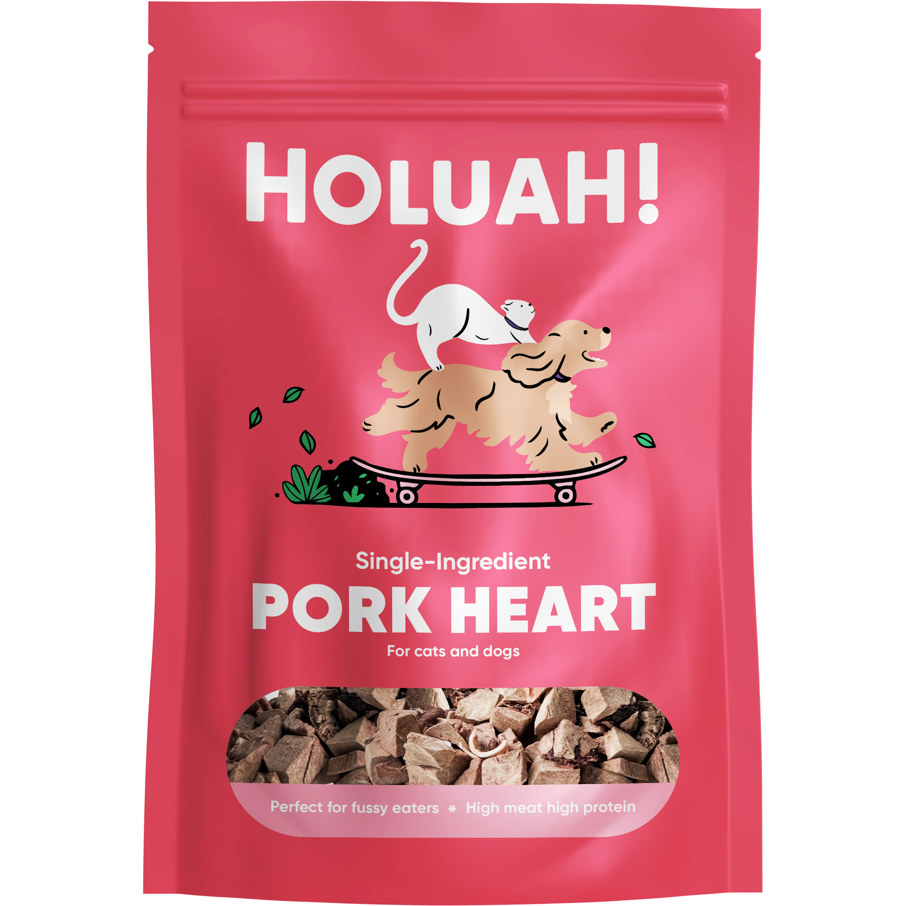Front - pork heart Holuah! - Freeze Dried Pork Heart Cats & Dogs Treats - Image 1