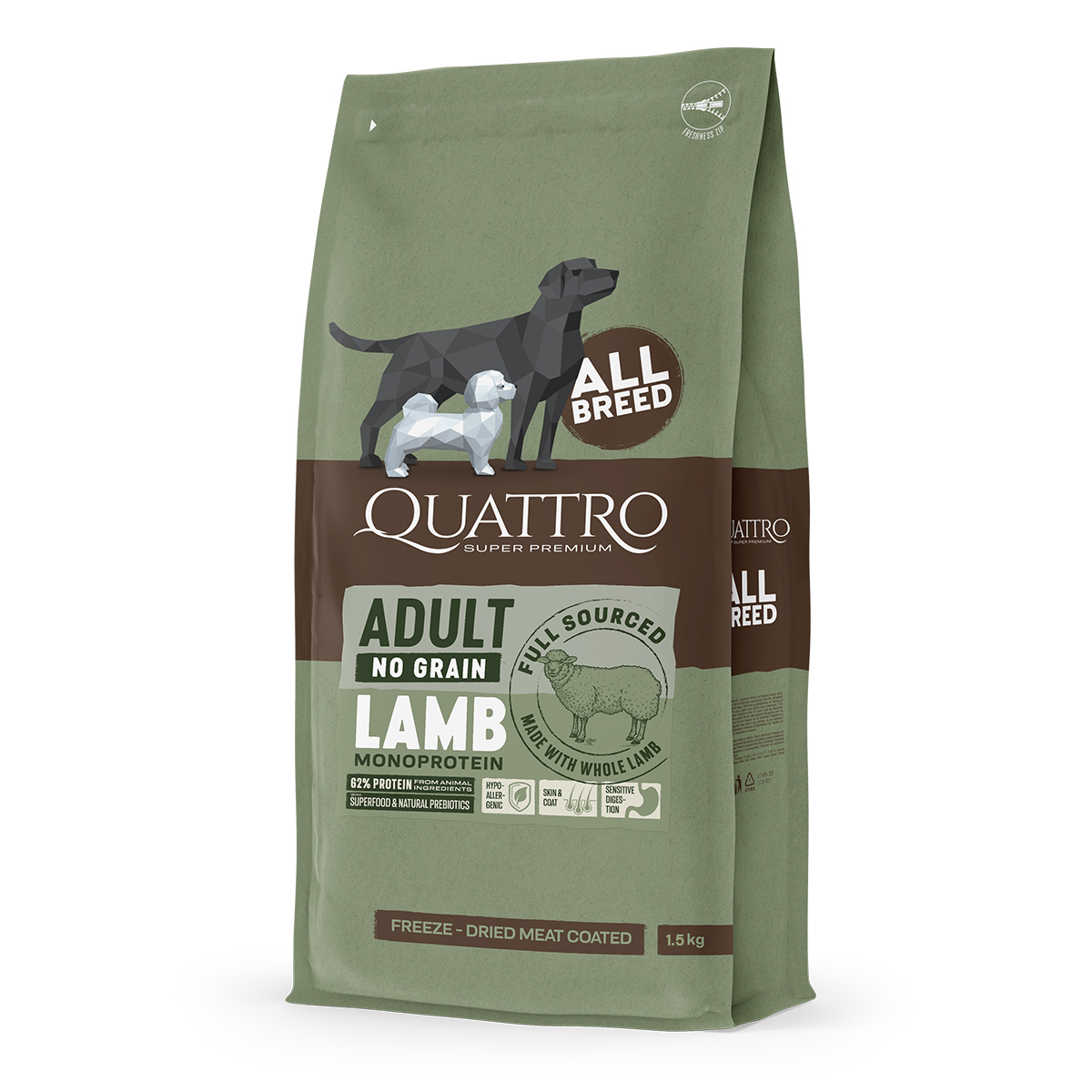 QUATTRO-Dogs-1.5kg-AllBreed-LambMonoprotein Quattro Adult All Breed No Grain Dry Dog Food - Lamb 1.5kg - Image 1
